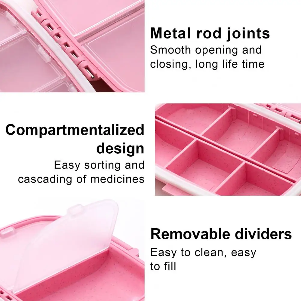 Storage Holder Capacity Pill Organizer Box Multi-compartment Tablet Storage Case Portable Dustproof Compact Medicine Container