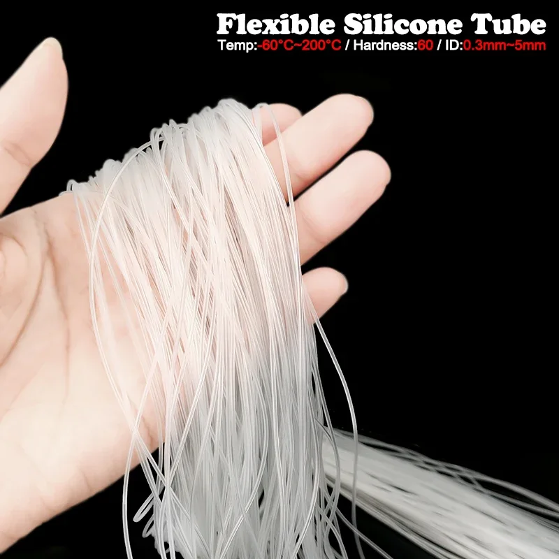 

Food Grade Heat Resistant Silicone Pipe Transparent Capillary Small Hose ID 0.5mm-4mm 5M/10M for Water Pipeline Connection