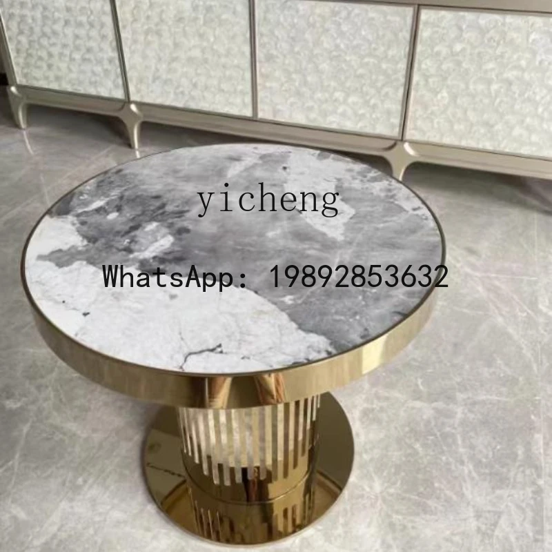 

LYY Home Use Mobile Delifeng Rock Plate Round Coffee Table Light Luxury Tea Table Living Room Coffee Table