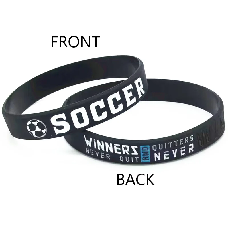 سوار معصم من السيليكون المطاطي ، كرة القدم ، كرة القدم ، صدق أنك تستطيع ، فائز ، لا تنساه أبدًا ، 1 * ، 3 *