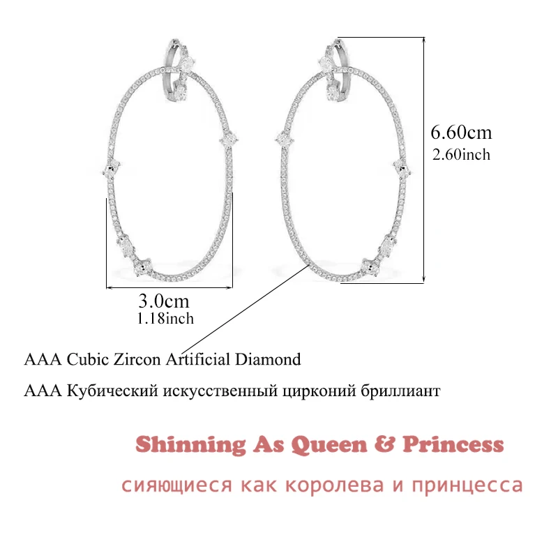 New Arrival Hoop Earrings For Women White Zircon Rhinestones Unique Design Brand Earrings Fashion  Wedding Jewelry AE165