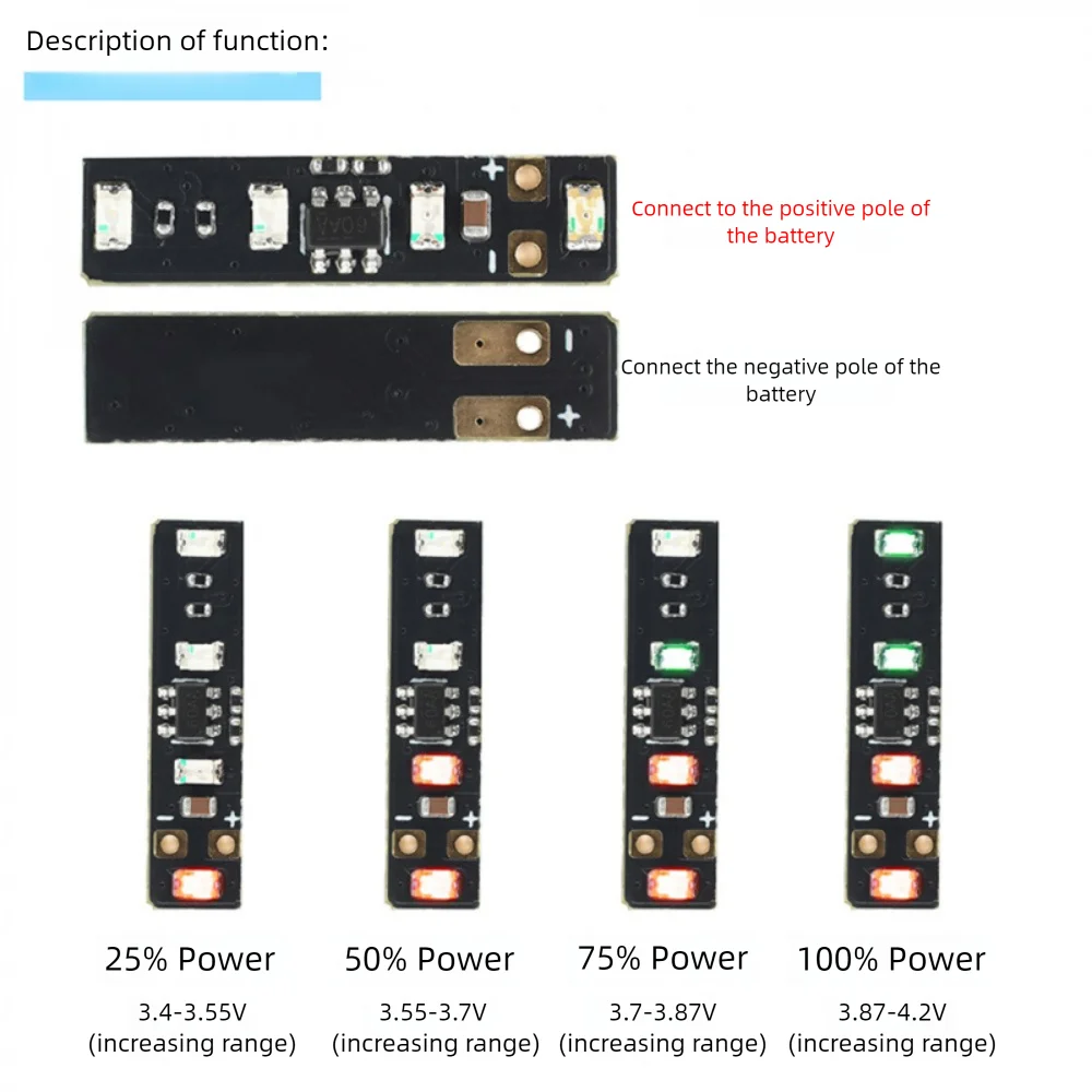 

5 шт. 3,7-4,2 В 1-струнная тройная литиевая батарея, плата емкости, измерительный модуль, светодиодный модуль индикатора уровня батареи
