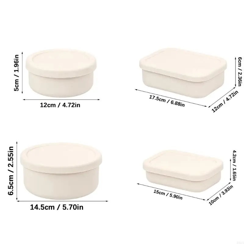 R66A Multifunctional Silicone Meal Container Dishwasher Safe Freezers Friendly Spill Proof Design 300ml/700ml Thin Profile