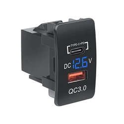 12V Car Cigarette Lighter Socket Auto Charger QC3.0 PD Dual USB Outlet Special Use for Toyota USB Port Socket For Mobile Phone