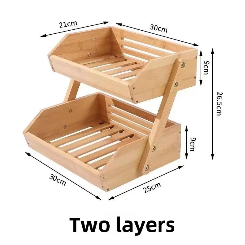 

Multi-Layered Wooden Fruit Basket Kitchen Dining Room Storage Rack Middle-aged Style Vegetable Organizer Home Decor Accessories