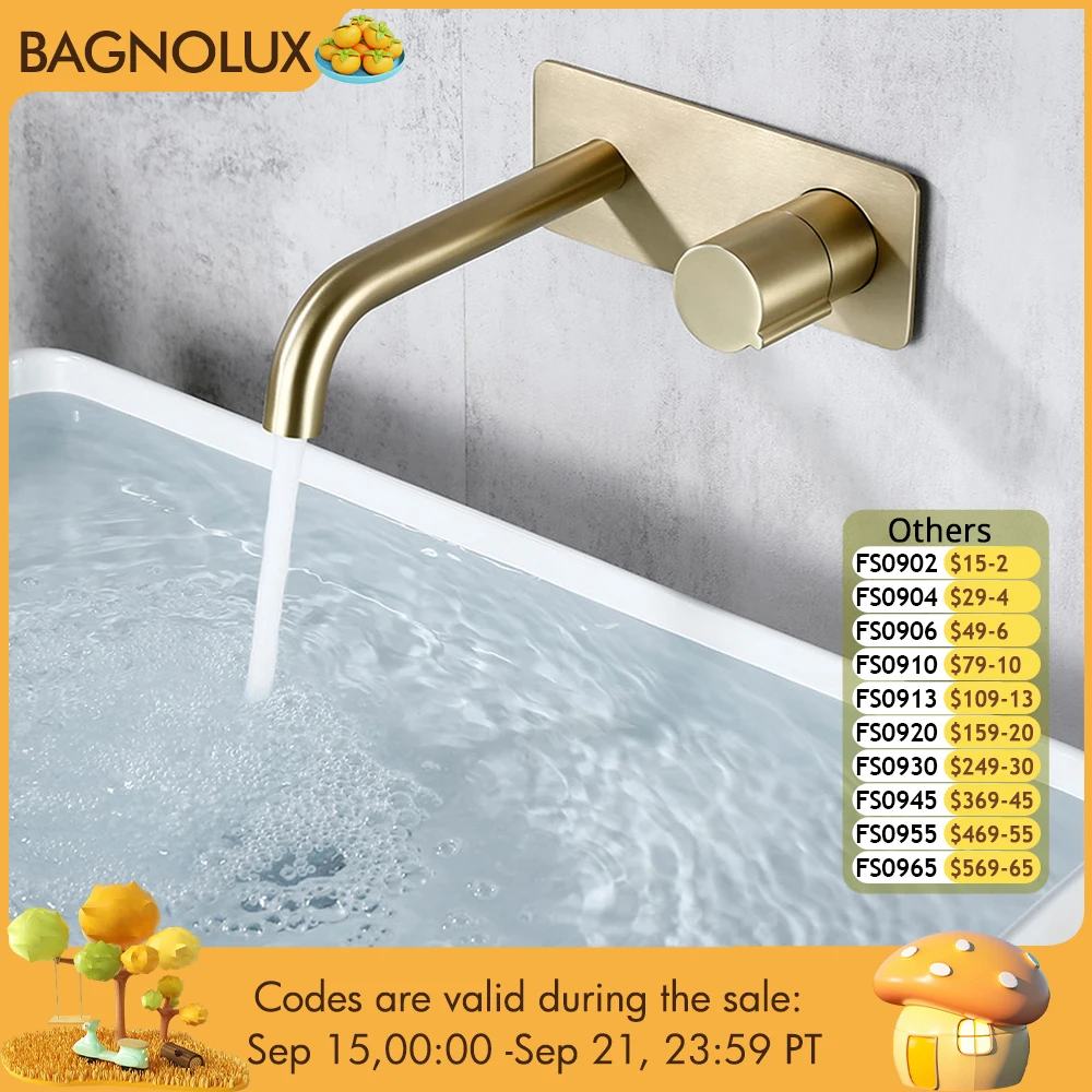 

Bathroom Faucet Wall Mounted Mixer Sink Tap Dual Control Single Handle Faucet Solid Brass Rose Gold Tap Hot And Cold Water