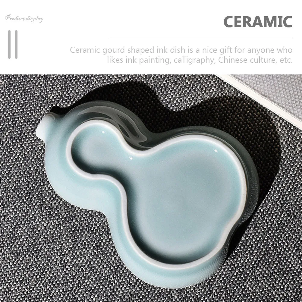 

Exquisite Gourd Ink Dish Chinese Calligraphy Supply Stylish Ceramic Ink Well Multi-Functional Desktop Stationery