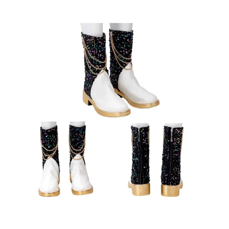 أحذية نسائية ميرا التأثيرية Kpop شيطان الصيادين ميرا أبيض وأسود أحذية حفلات DJ (السفينة خلال 10 أيام عمل)