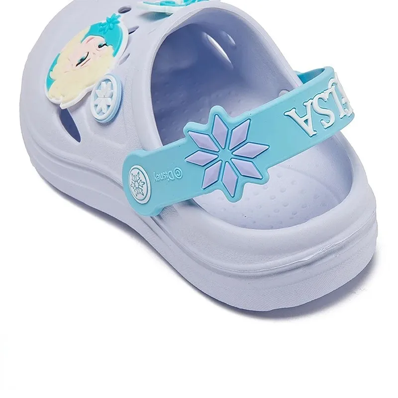 Disney Children\'s Casual Shoes Frozen Baby Indoor Home Anti slip Princess Elsa Cartoon Beach Blue EVA Summer Shoes Size 15-20