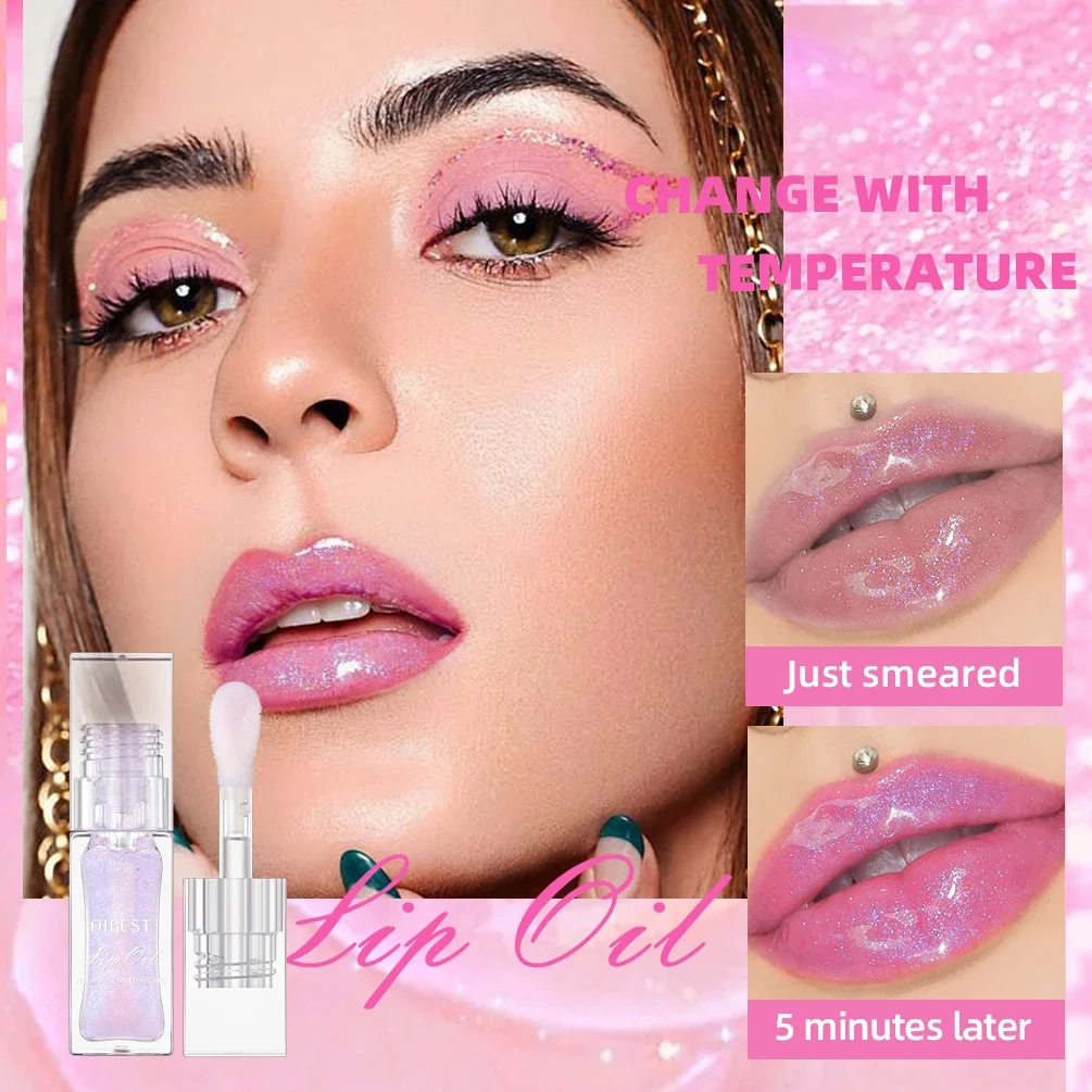 QIBEST 1 pieza de brillo de labios que cambia de Color con la temperatura, brillo de labios hidratante duradero, brillo de labios transparente rosa, maquillaje nacarado, nuevo