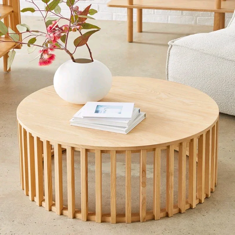 

！@Combohome Home Furniture Modern Luxury Coffee Table Round Wood Low Table Natural Color for Living Room Furniture Customized