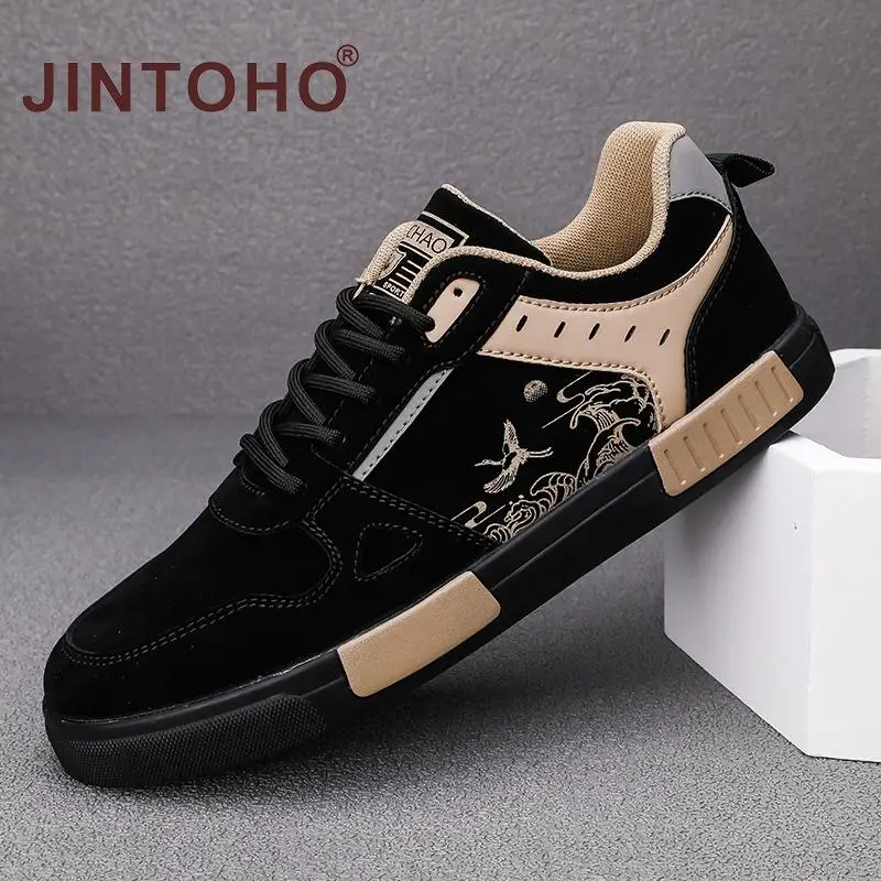 JINTOHO حجم كبير 47 أزياء الرجال حذاء أسود عارضة قطيع الجلود أحذية رياضية في الهواء الطلق عدم الانزلاق تشغيل الأحذية المطاطية #1