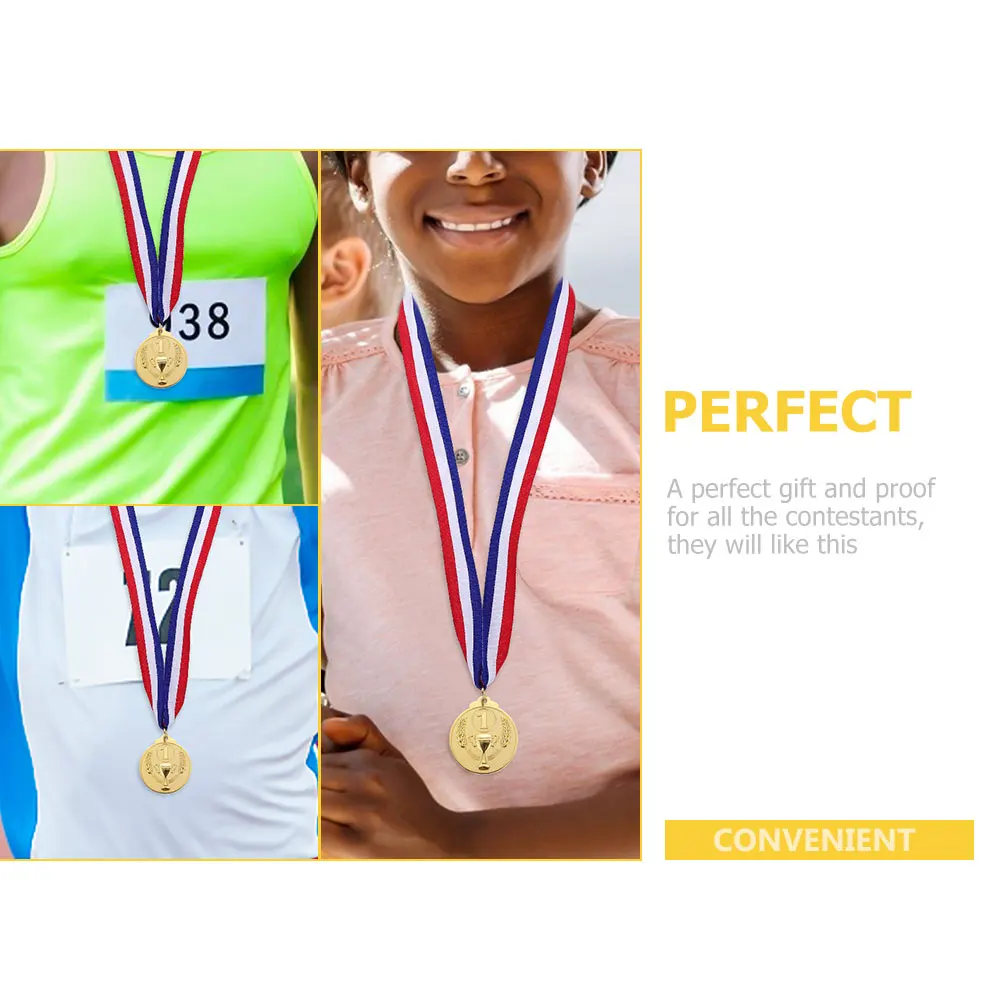 

10pcs Golden Medals For Awards Durable Winner Prizes Sports Meet Competition Keepsake School Soccer Kids Prizes Medals For Kids
