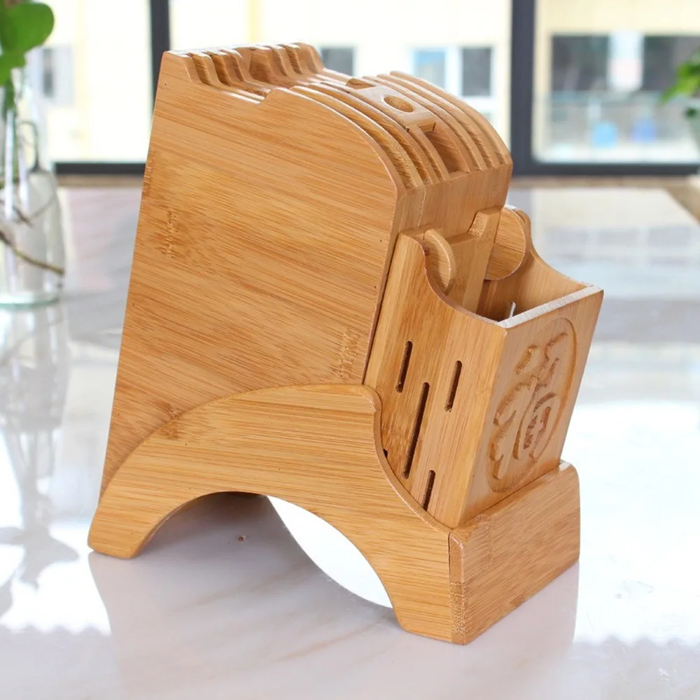 

Wood Kitchen Knife Holder Bamboo Scissors Chopsticks Gadget Storage Shelf Rack Knife Block Stand Organizer Accessories WY804