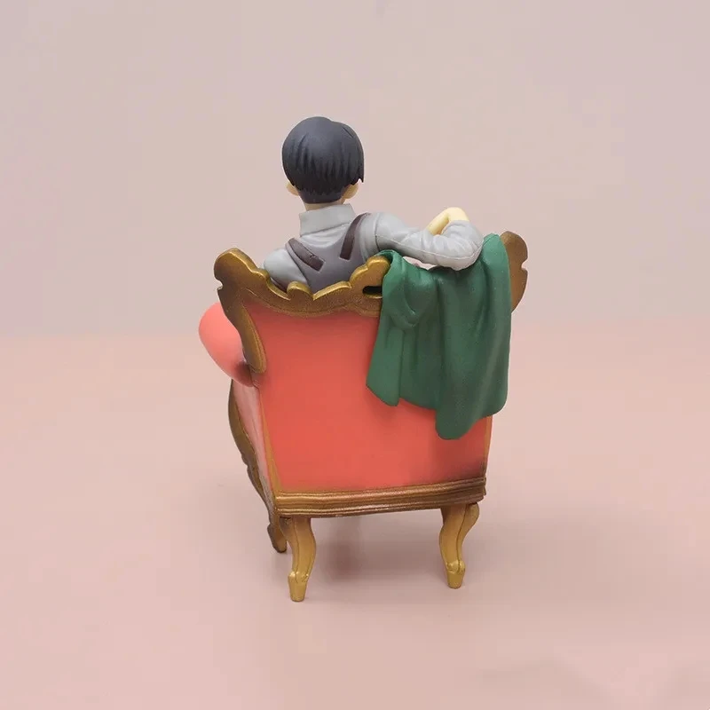 Figura de Anime Attack On Titan de 12cm, figura de acción de Levi Ackerman, modelo de silla genial, estatua de colección de Pvc, decoración, muñecos, regalos de juguete