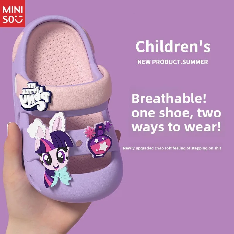 Miniso Sandales de princesse d'été pour filles, chaussures antidérapantes à bout fermé EVA