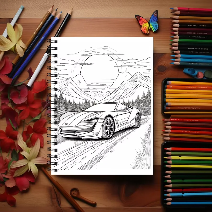 Libro para colorear Racing para adultos - Libro para colorear de 8,3 x 11,2 pulgadas y 22 páginas - Ayuda a reducir el estrés y aliviar las emociones