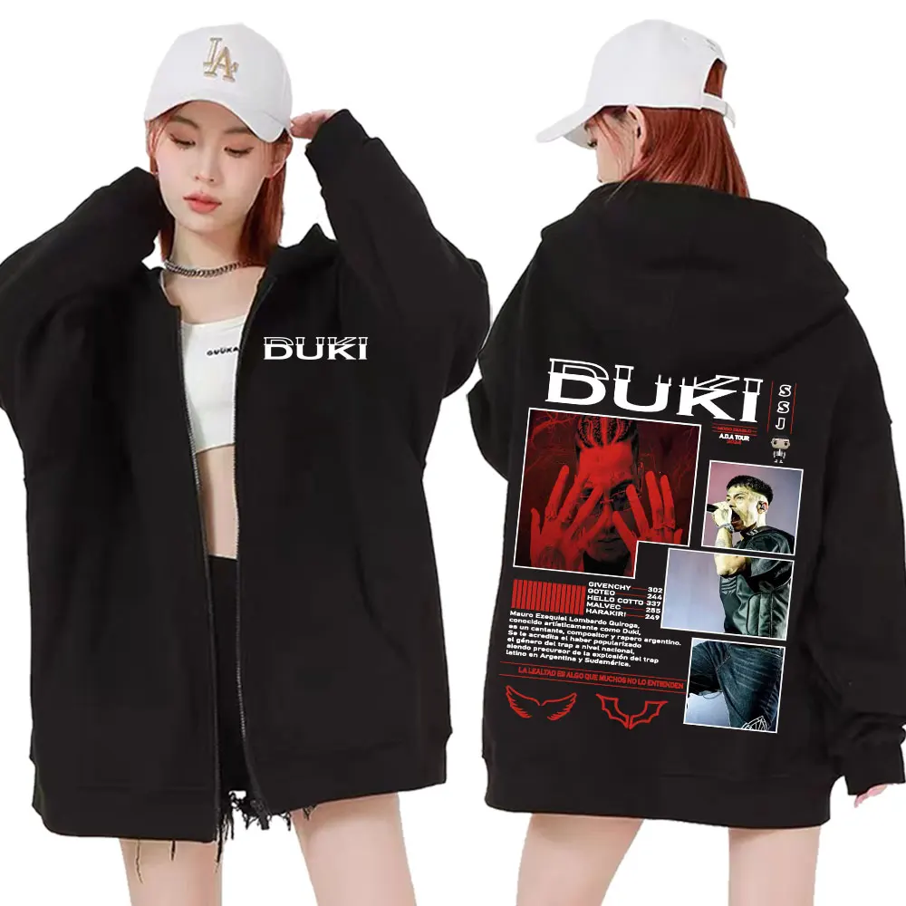 Rapper Duki Ameri A.D.A Tour Zipper Hoodie Fashion Hip Hop Punk Vintage Cardigan Sweatshirt Men's Women Oversized Zip Up Hoodies