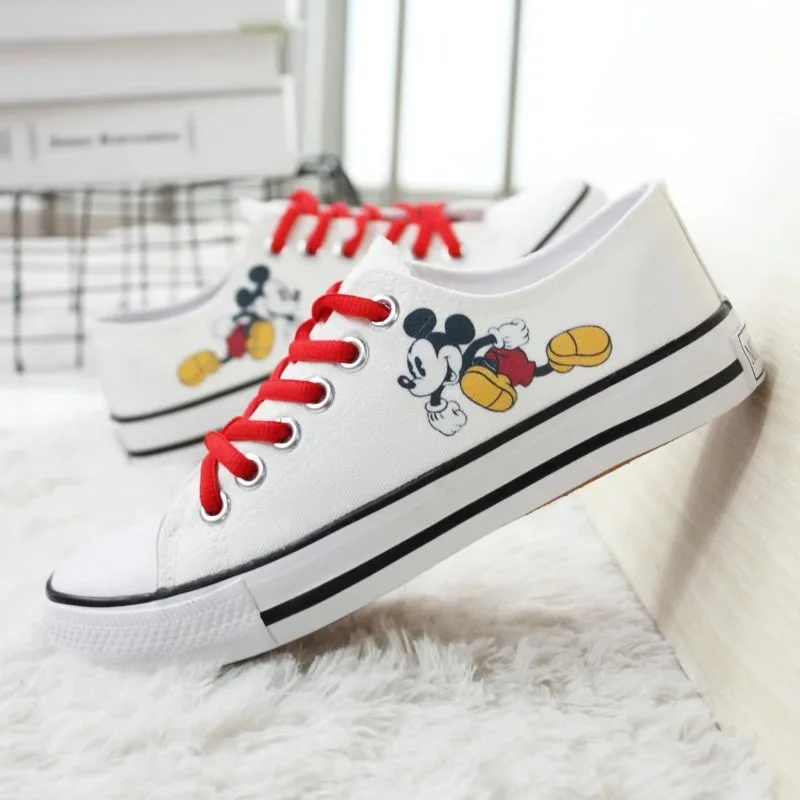 

Mickey Flats Cartoon Classic Student Low Cut Canvas Shoes Kawaii Cute Women Shoes Hand-painted Couple Shoes Concise Y2k Sneakers