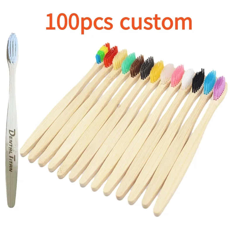 100 custom ecological bamboo brush recycle wooden toothbrush travel biodegradable brush teeth bulk eco friendly products