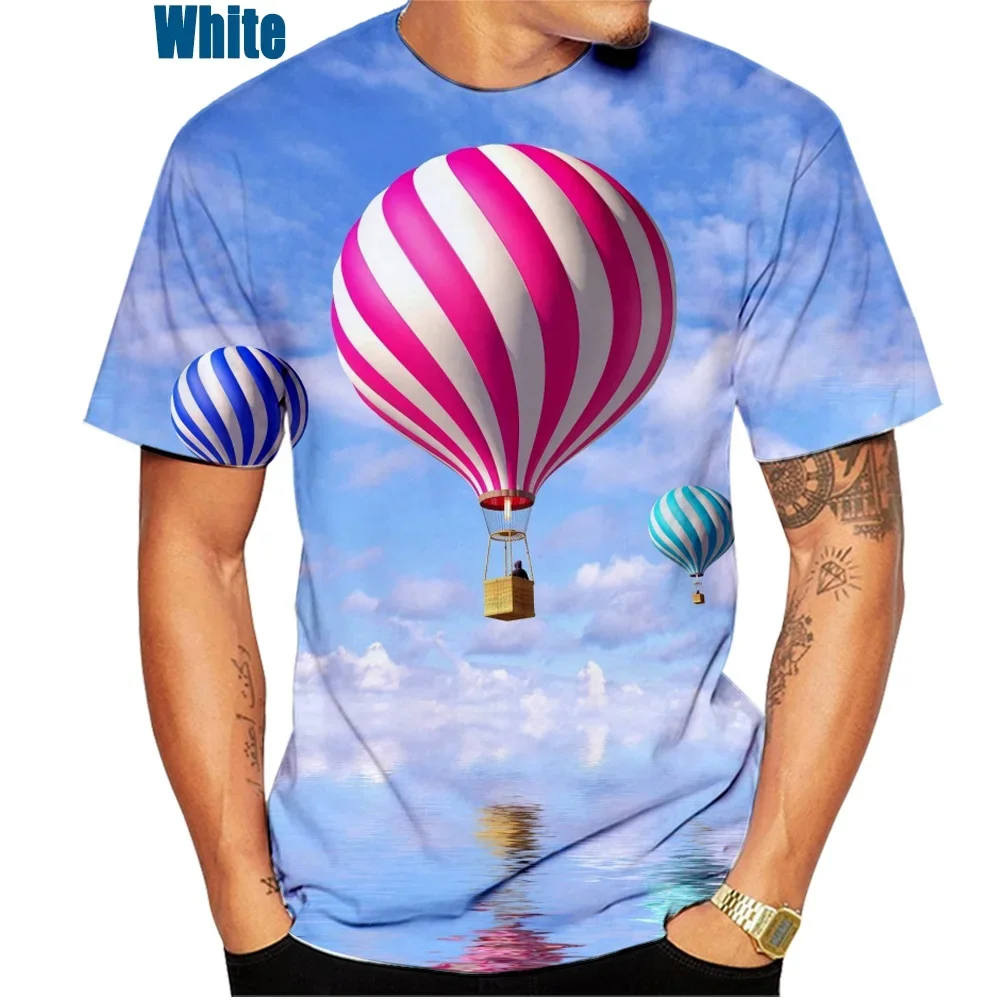 Hot Air Balloon 3d Printed Fun T-shirt Summer Men and Woman 3d Casual T-shirt Breathable and Comfortable Soft T-shirt