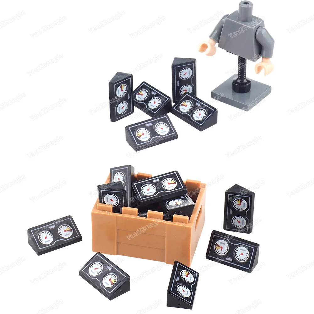 2 Instrumententafel, silberner Umriss, gedrucktes Muster, Baustein, abgeschrägt, 1 x 2 Teile, 85984, MOC-Figuren, Ausrüstung, Modell, Geschenk, Jungenspielzeug