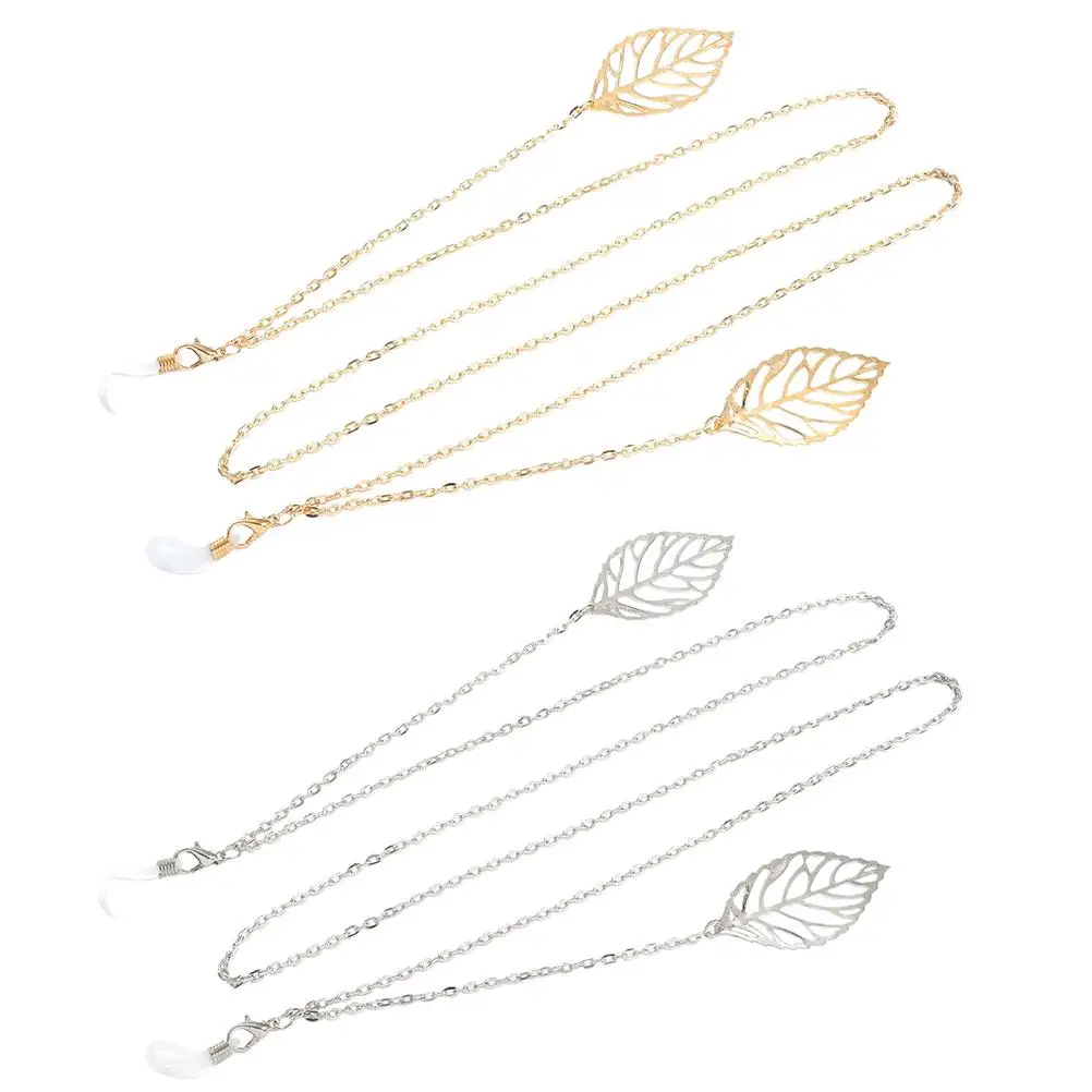 

2Pcs Metal Glasses Chains Lightweight Alloy Eyeglasses Neck Strap Mask Lanyard Women Leaves Pendant Decorative Chains