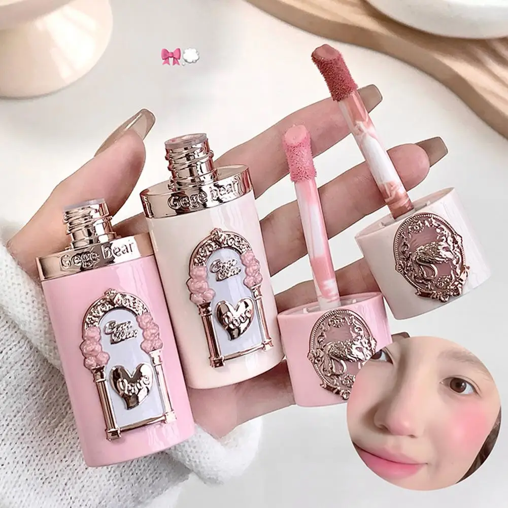 Rubor Líquido Mate Aterciopelado Tono Rosa Fresa y Melocotón, Maquillaje Ligero de Larga Duración para un Aspecto Natural y Saludable