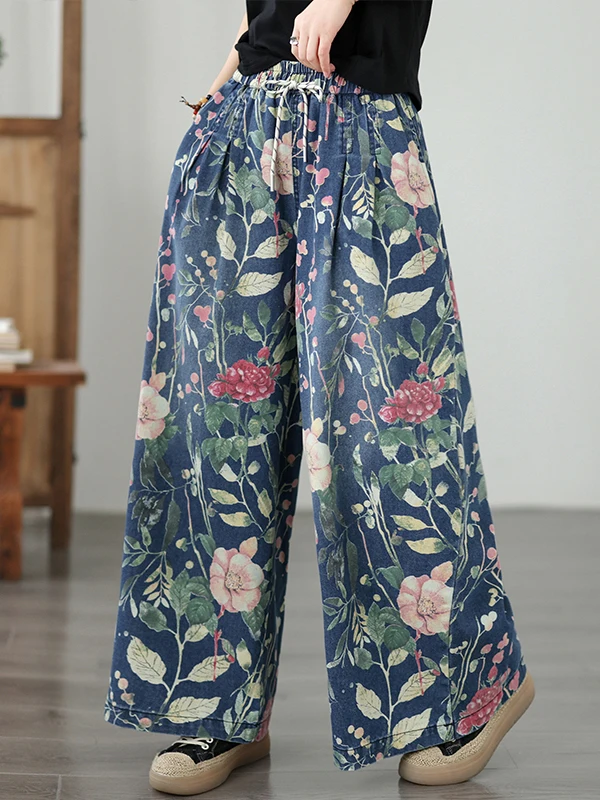 

plus Size Casual Wide Leg Denim Jeans Women's Heavy Embellished Loose Slimming Summer New Style High Waist Straight Leg Jeans