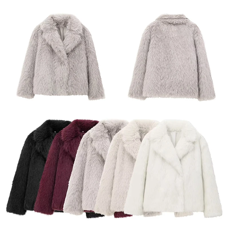 Guobioziy Women's Slim-Fit Faux Fur Coat 2026 Autumn/Winter New Arrival Casual Fashion Trendy Tassel Daily High-Street Style