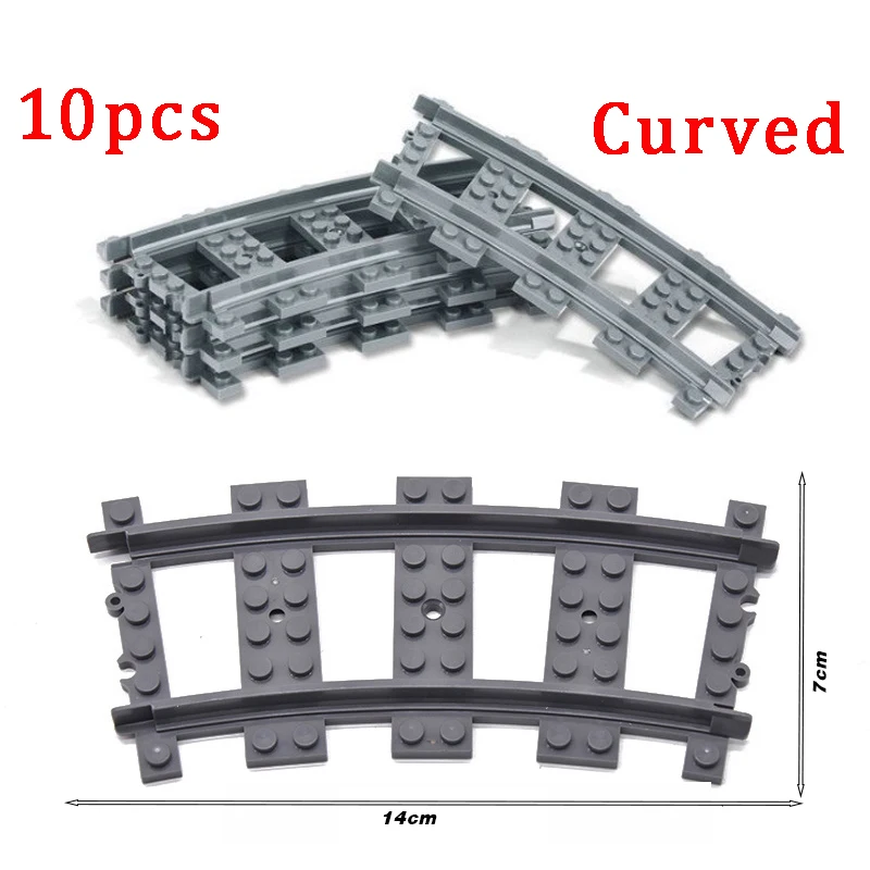 City Train Parts Tracks Train Station Bricks Railway Buffer Stop Model Rails Straight Curved Railways Building Blocks MOC Toys