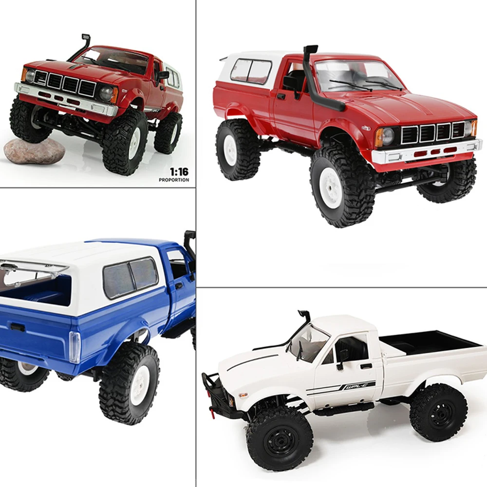 Full Scale Wpl C24-1 Rc Car 1:16 2.4g 4wd Rock Crawler Electric Buggy Climbing Truck Led Light On-road 1/16 For Kids Gifts Toys