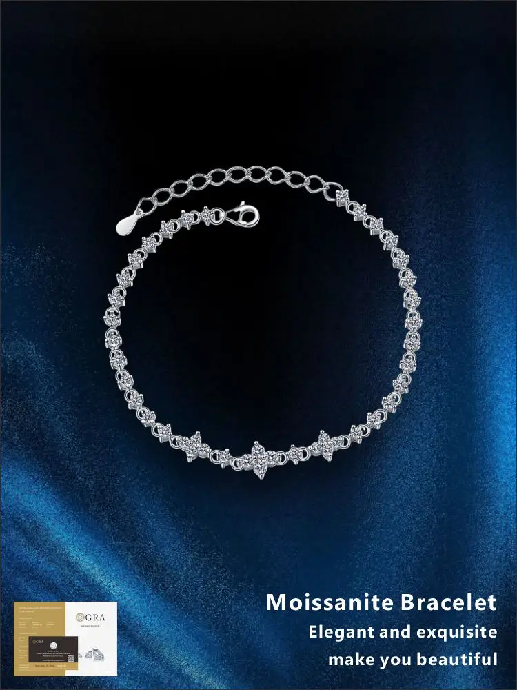 

Moissanite Charm Bracelet High Quality S925 Silver Glamorous Gorgeous Female Jewelry Women Wedding Gift With GRA