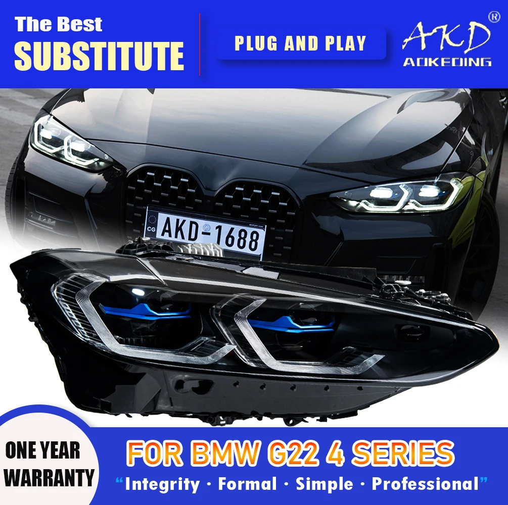 

AKD Head Lamp for BMW G22 G23 4 series G82 LED Headlight 2020-2023 Headlights DRL Turn Signal High Beam Angel Eye Projector Lens