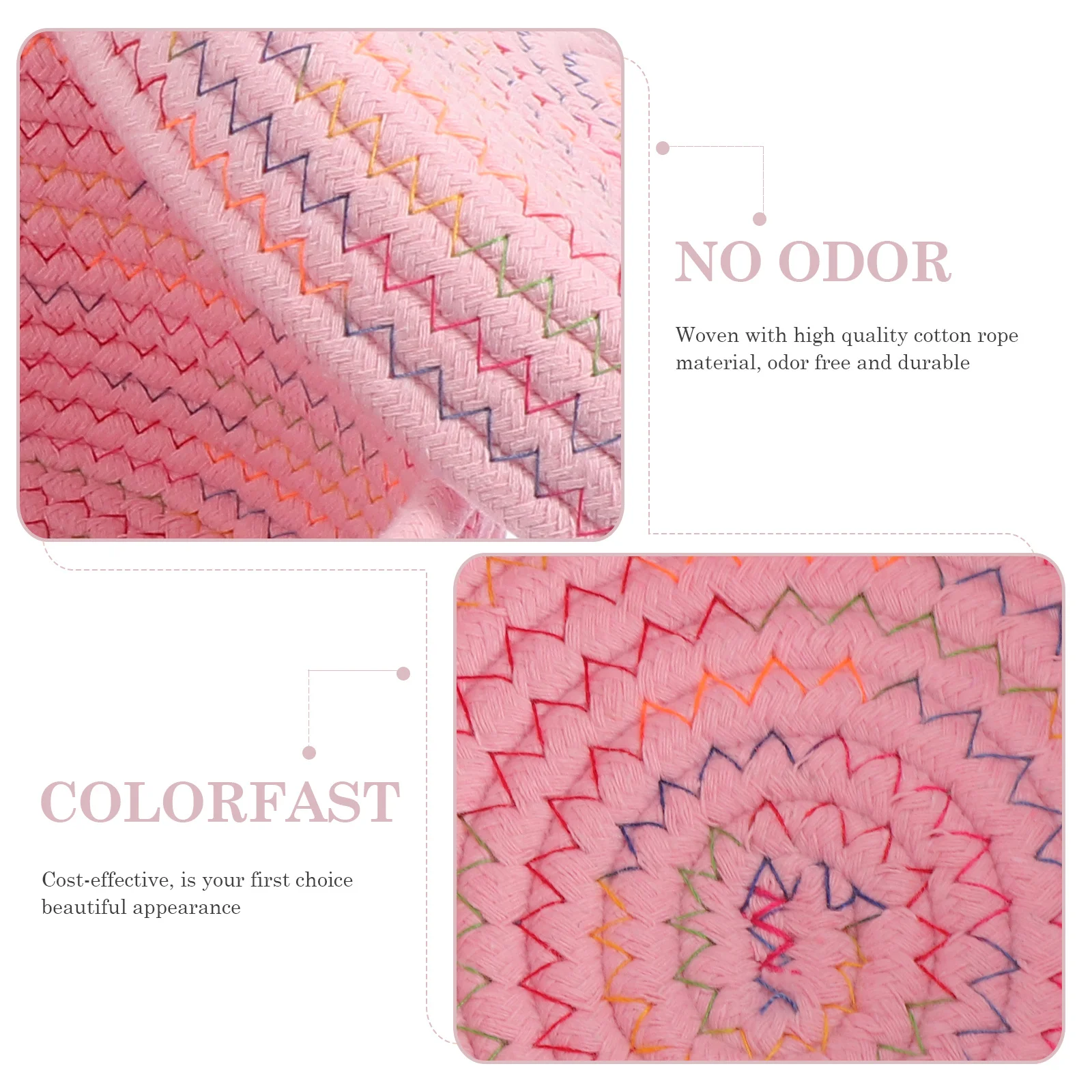 

1pc Cotton Rope Woven Storage Basket For Home Desktop Organizing Large Capacity Household Container Cotton Braid Basket