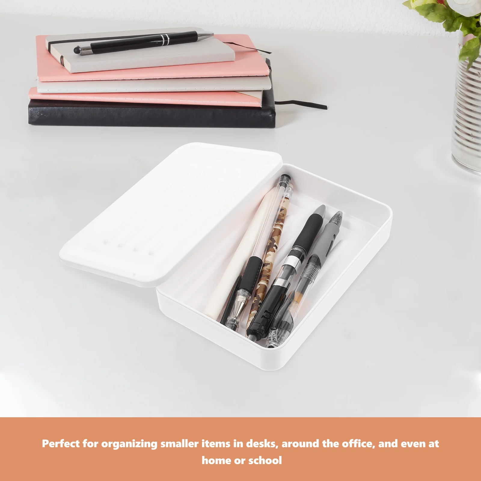

Portable ABS Plastic Pencil Case Multifunctional Pen Box for Students Lid Design to ganize Stationery School Office Supplies