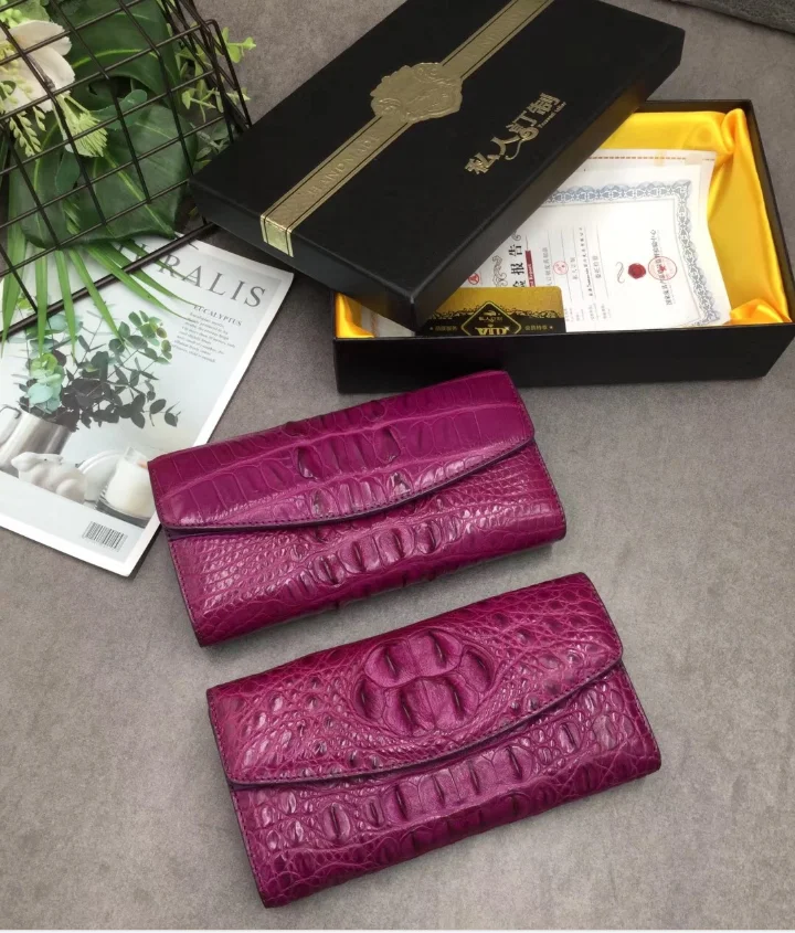 High End Quality 100% Genuine crocodile skin women wallets and purse bank credit card holder black color