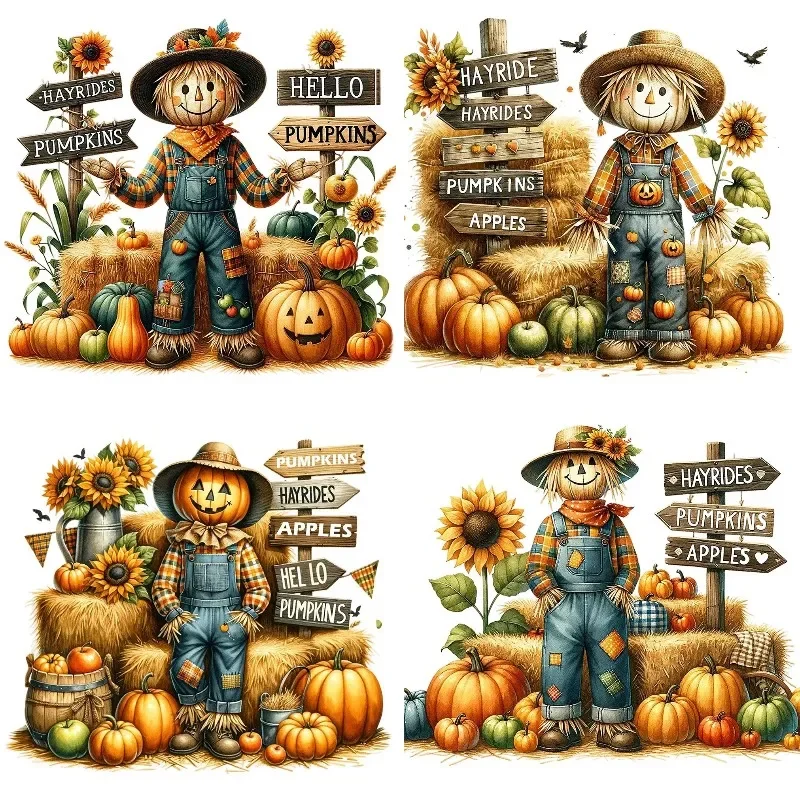 5D DIY Scarecrow Harvest Pumpkins Happy Fall Diamond Painting Kit Embroidery Handmade Diamond Mosaic Art Gift