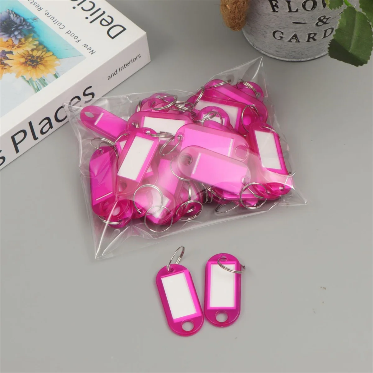10/50/100pcs Colorful Plastic Tags Hotel Number Classification Card Key Tags Label Name Baggage Tag ID Name Tags With Split Ring