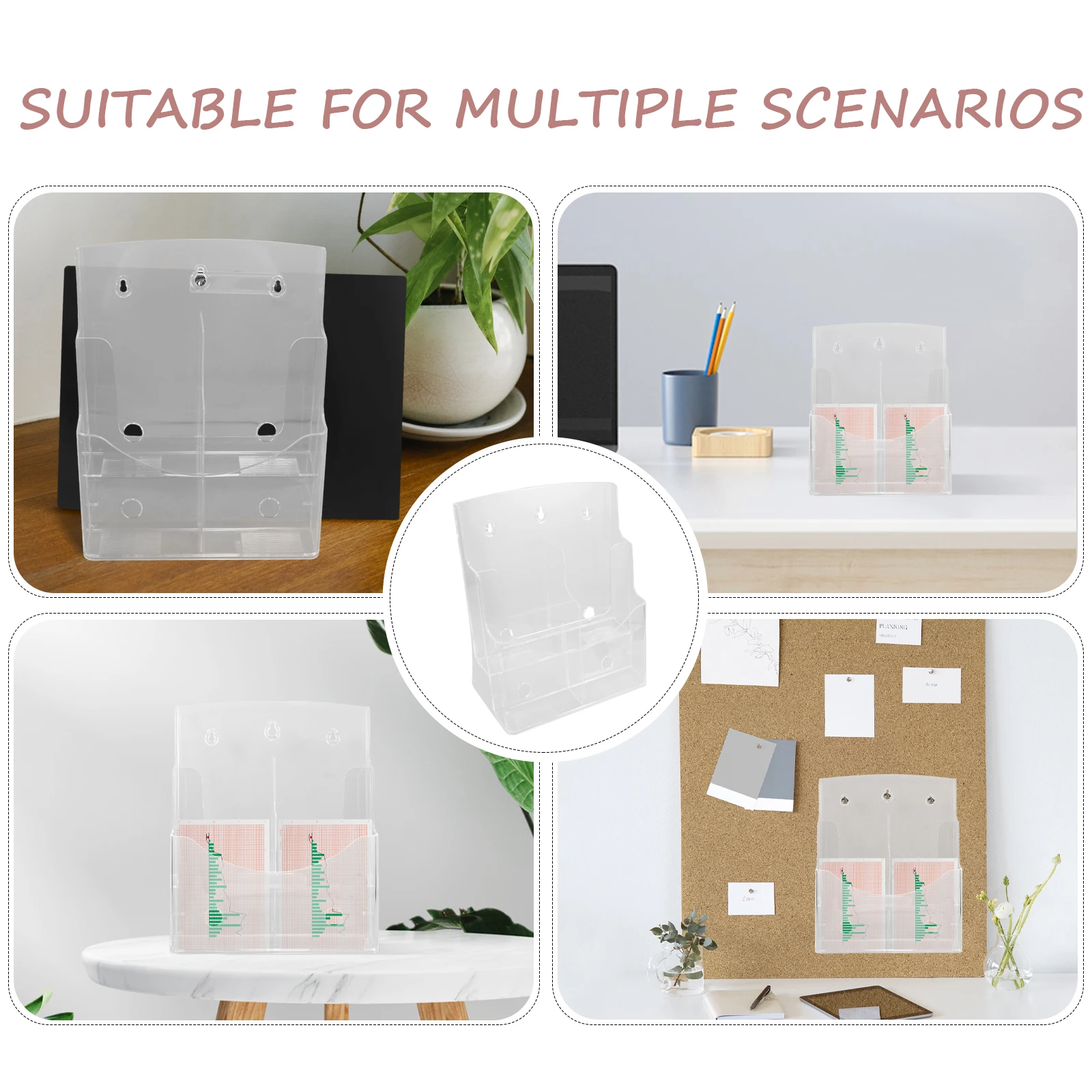 

A4 Desktop File Stand Vertical Folder Two Layers Transparent Brochures Holder Pamphlets Organizer Acrylic Material