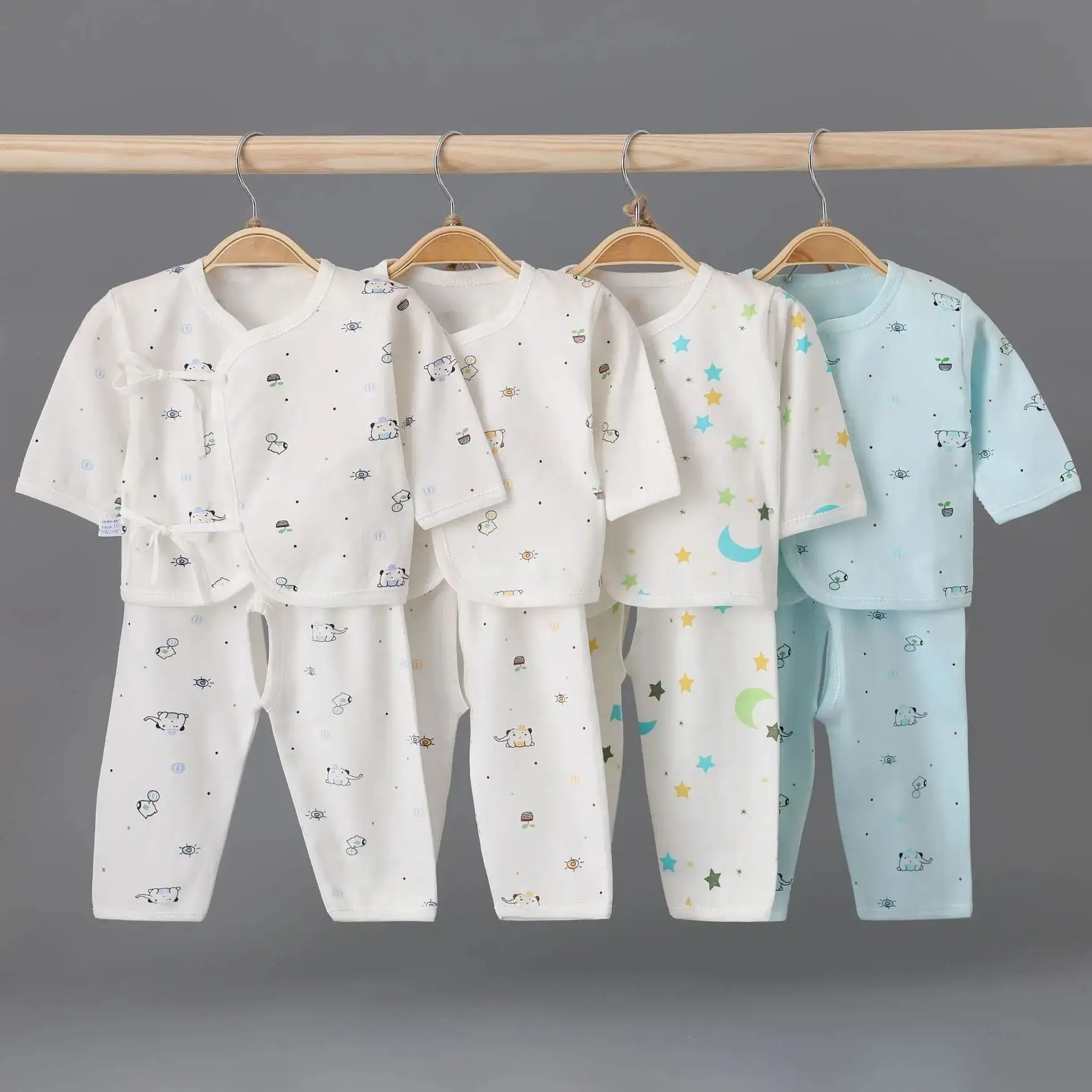 Newborn Baby Clothes Unisex Two-Piece 100% Cotton Underwear Suit Boy Girl Long Sleeve Soft Kid Pajamas 2Pcs Set Toddler A555