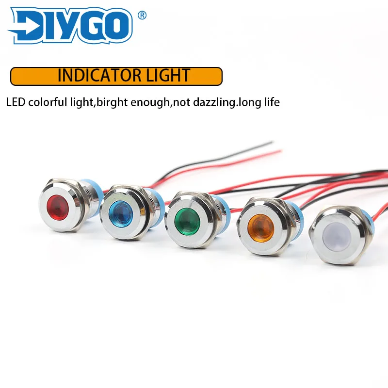 1PCS 6/8/12/16/19/22mm Metal Indicator Light With Wire LED Lamp Waterproof Signal Lamp Instruction Light 6V 12V 24V 110V 220V