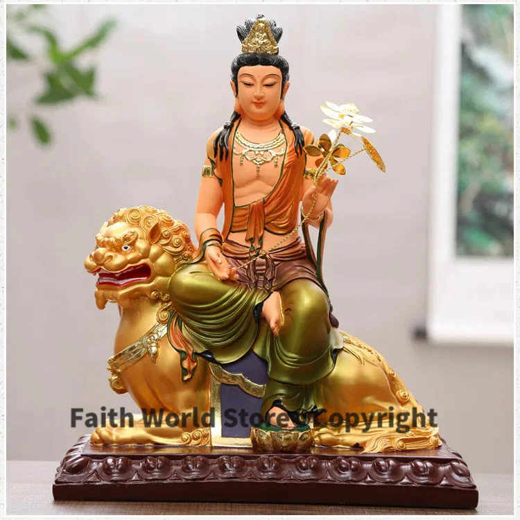 

30cm large HOME Shrine efficacious protection Southeast Asia Gold plating the Bodhisattva Manjusri buddha FENG SHUI statue