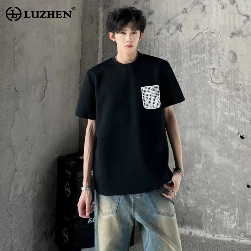 

LUZHEN Original Trendy Pockets Decorate Patchwork Design Short Sleeve T-shirts Men's 2025 Summer Handsome Casual Clothes JY2242