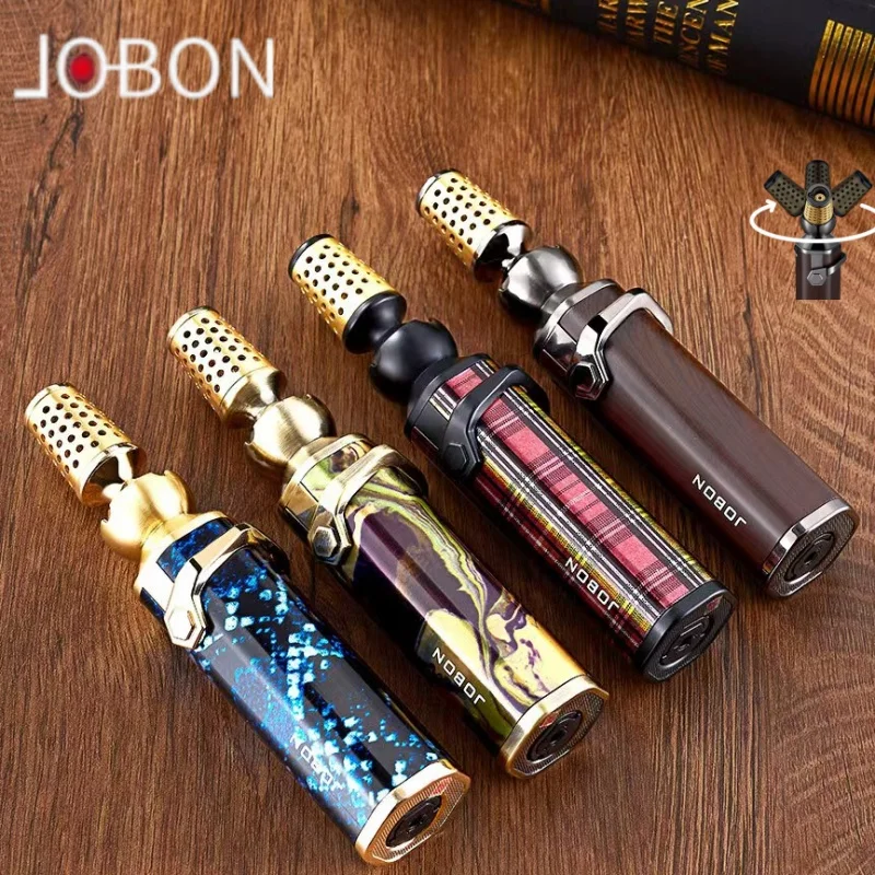 JOBON Blue Flame Gun Lighter 360° Rotatable Lighter Head Safety Lock Design Continuous Ignition Flame Adjustable