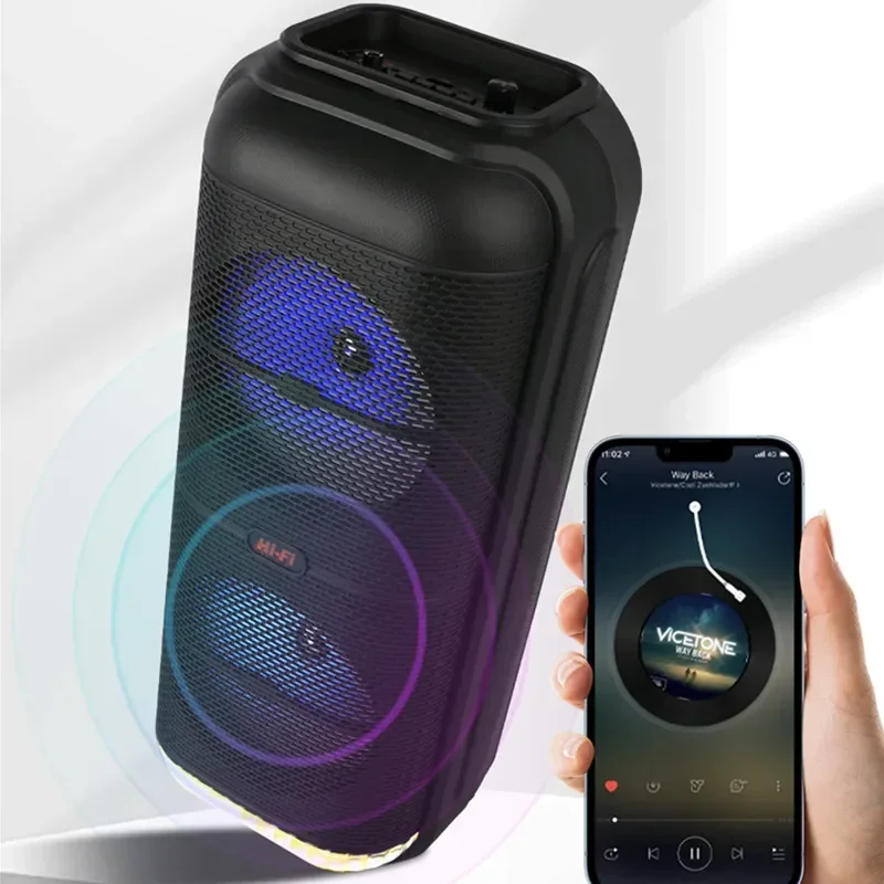 Speaker Bluetooth portabel, Speaker Bluetooth luar ruangan Super besar, klakson ganda, KTV, suara Bass nirkabel kolom, dengan MIK, daya puncak