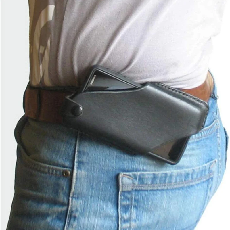 Miękkie etui na telefon ze skóry PU dla mężczyzn Etui na pasek do iPhone'a Huawei Xiaomi Etui z pętlą Portfel Torebka Uchwyt na telefon
