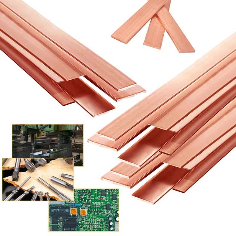 1Pcs 99.9% Pure Copper Thickness 1mm-8mm Copper Strip Red Copper Pad Copper Foil Copper Plate Bar DIY CNC Material