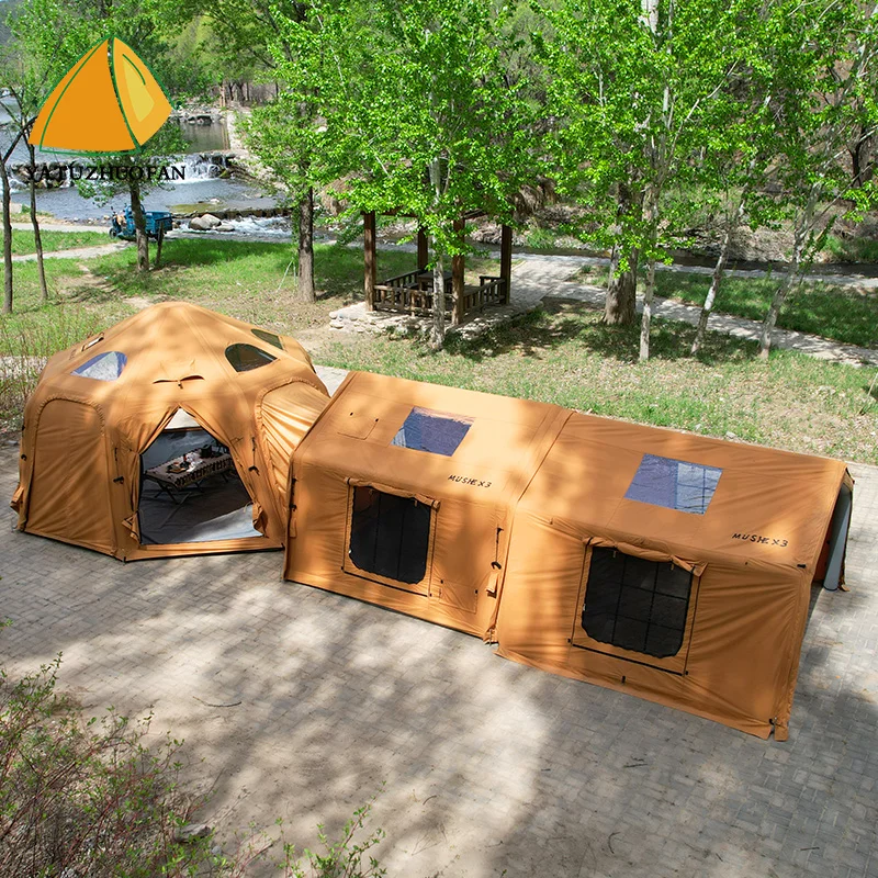 

GlowMarWholesales 9+9.5㎡ Factory Custom Camping Tents Stand up Round Cotton Canvas Inflatable Air Outdoor Pop-up Glamping Dome