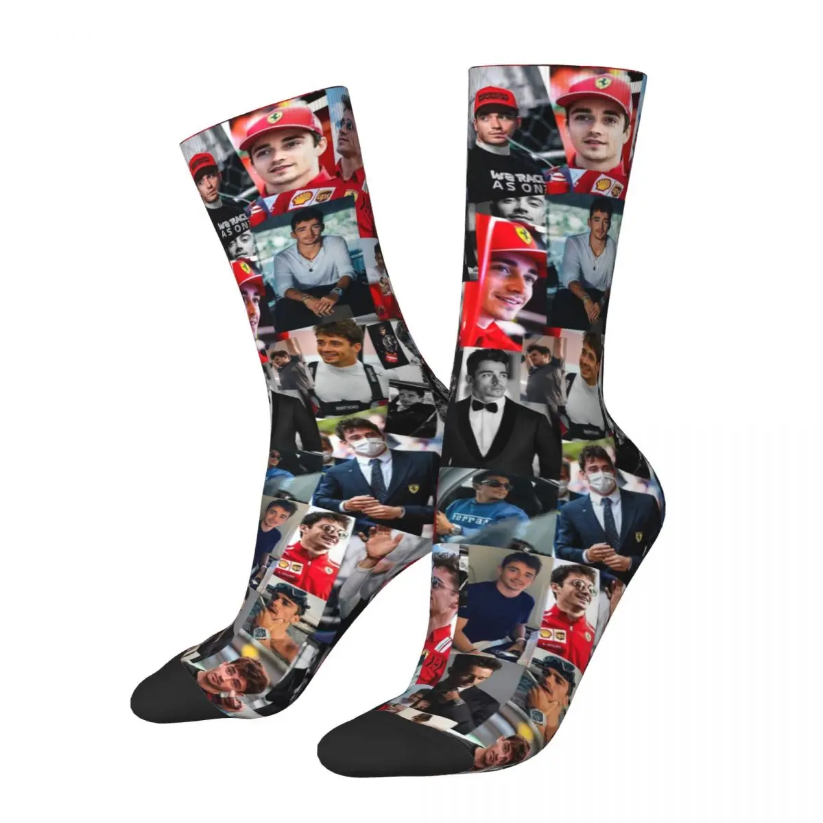 Charles Leclerc Photo Collage Middle Socks for Women Men Accessories All Seasons Cute Middle Tube Socks Sweat Absorbing